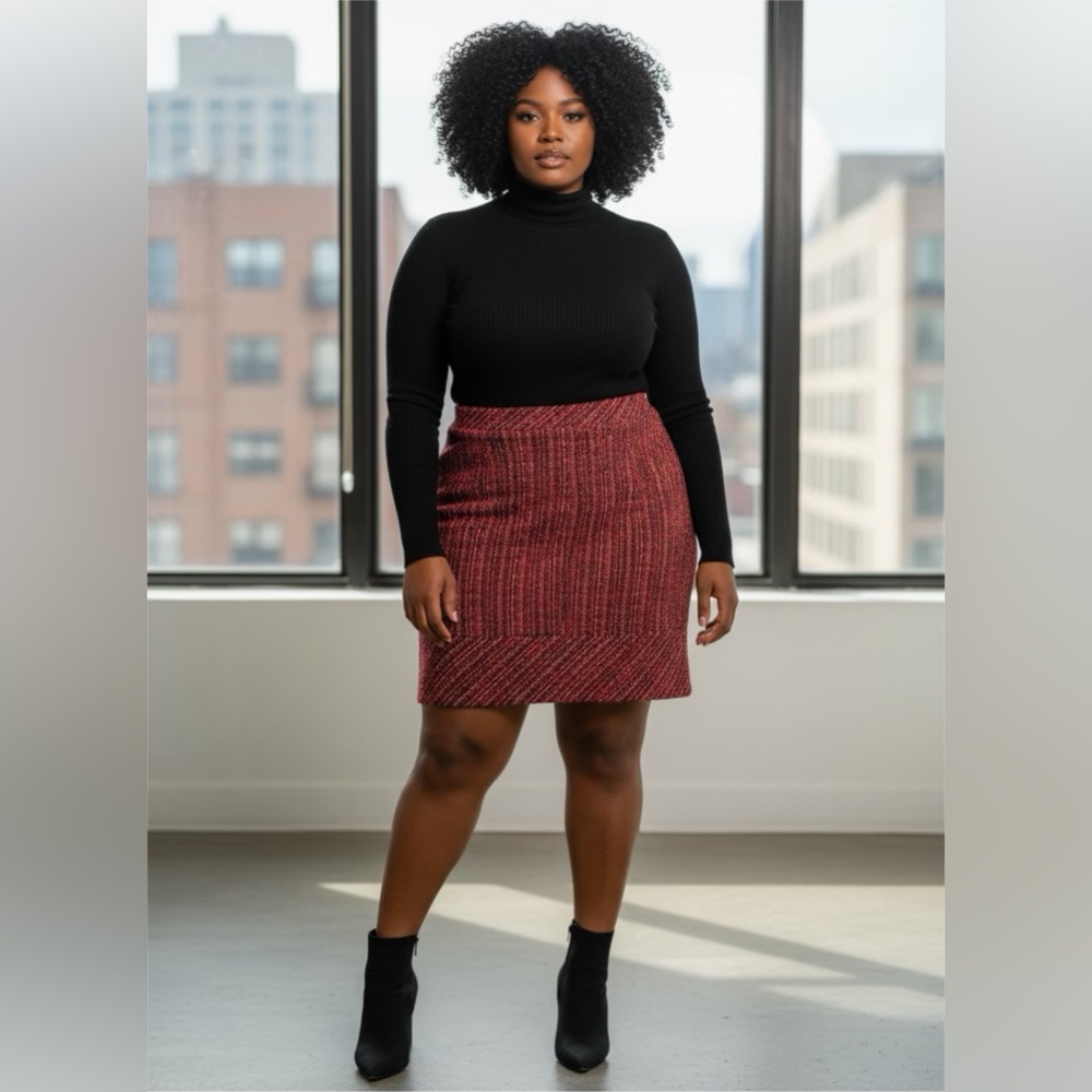 Banana Republic Red Tweed Pencil Skirt